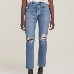 Agolde Riley Distressed Straight Leg Jeans A056B-1255 Sz 28